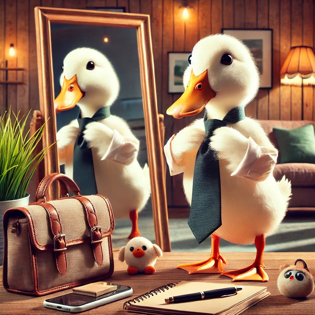 image of a duck getting ready for therapy.